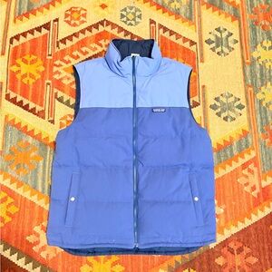 Men’s Patagonia Two-Tone Blue Down reversible Vest large
